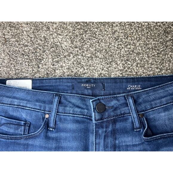 NWT Fidelity Charlie Mid Rise Skinny Jeans W 31 Blue Stretch Denim Made in USA - Picture 3 of 14